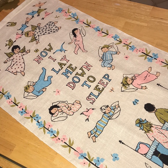 1950 Stevens Linen Bedtime Prayer Banner EUC - Picture 4 of 17